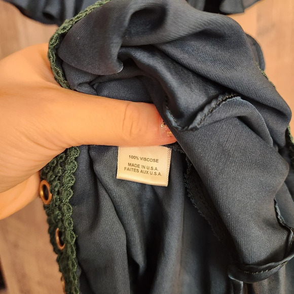 MISA Los Angeles Jules Mini Dress Off Shoulder Satin in Emerald Size XS Women's - Picture 11 of 13